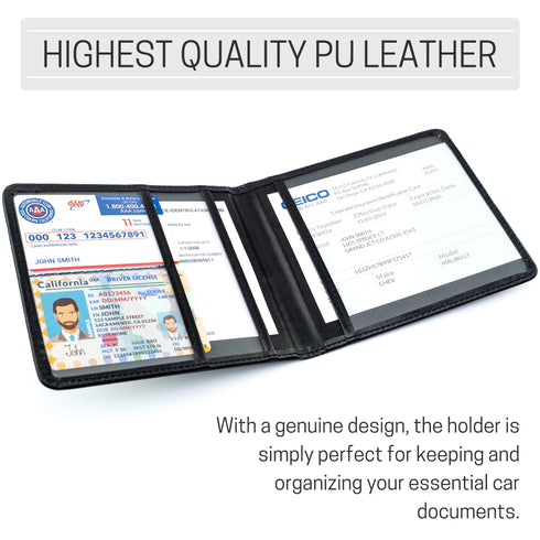 CANOPUS Car Registration and Insurance Holder, PU Leather Card Holder, Vehicle Glove Box Organizer for Auto, SUV, Truck and Motorcycle